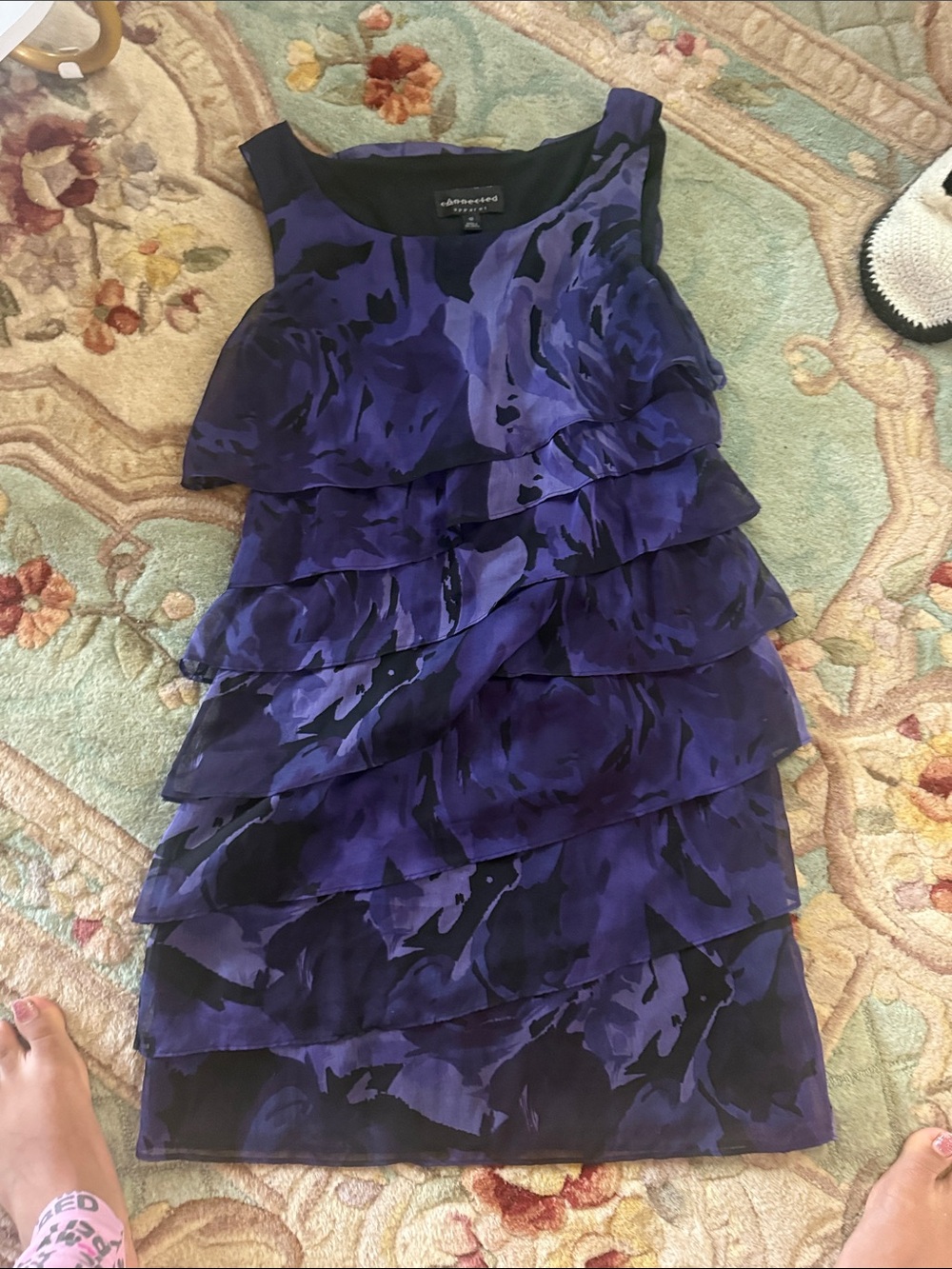 Lavender & Black Tiered Ruffle Dress